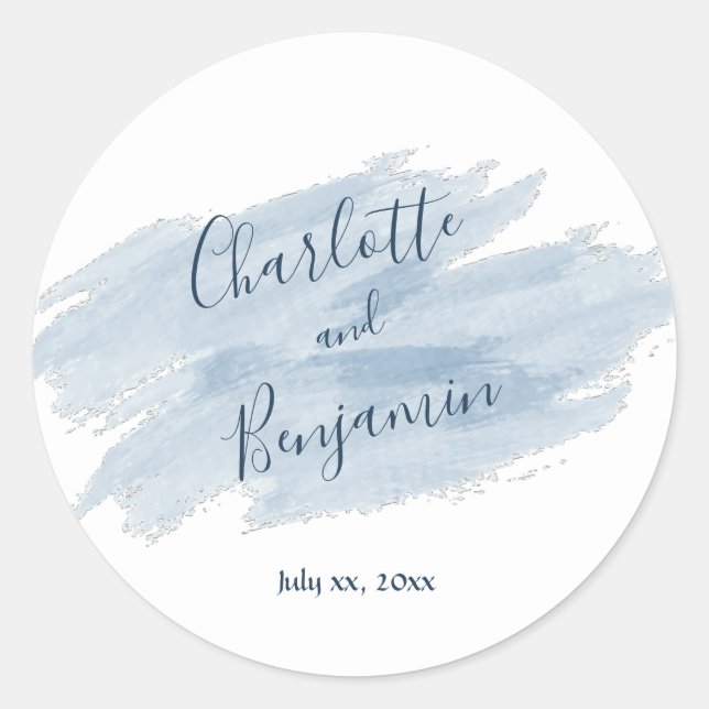 Sticker Rond Bleu profond, Mariage moderne (Devant)