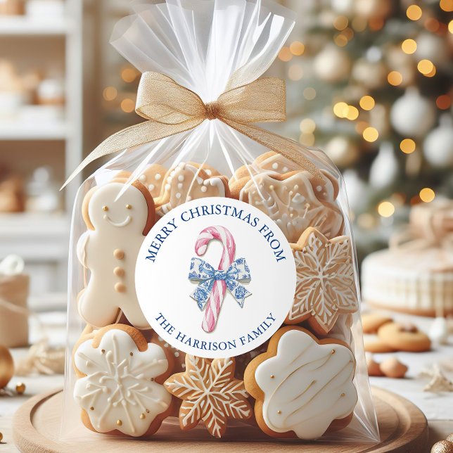 Sticker Rond Bleu rose Chinoiserie Toile Sucre de canne Noël (Créateur téléchargé)