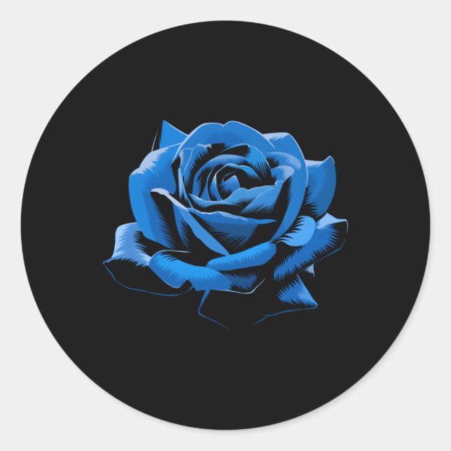 Sticker Rond Bleu Rose Fleur Belle (Devant)