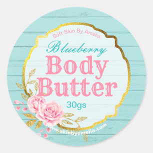 Sticker Rond Bleu rose Parties scintillant or amusant Beurre Ét