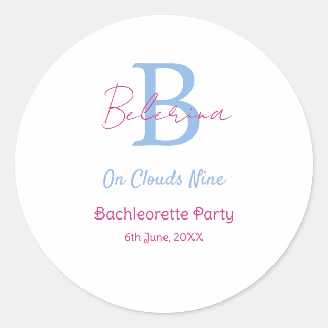 Sticker Rond bleu rose sur les nuages neuf monogramme enterreme (Devant)