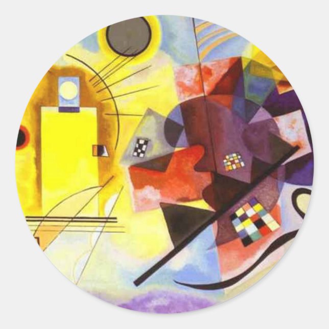 Sticker Rond Bleu rouge jaune Kandinsky peinture Abstraite (Devant)