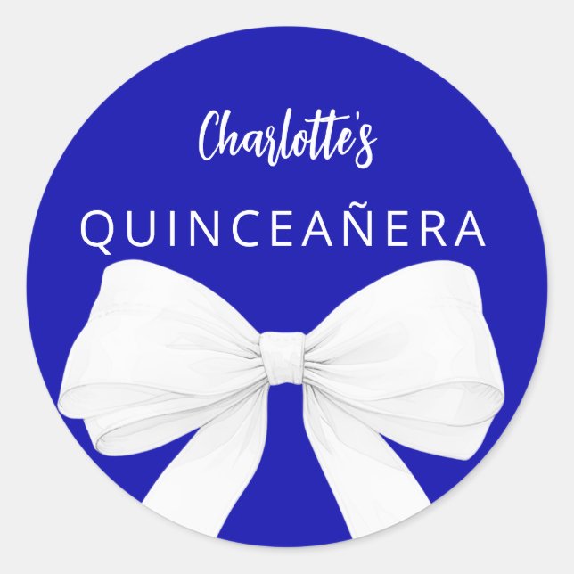 Sticker Rond Bleu royal blanc Quinceanera (Devant)