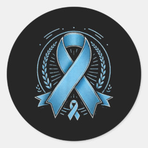 Sticker Rond Bleu Ruban Prostate Cancer Sensibilisation Surviva