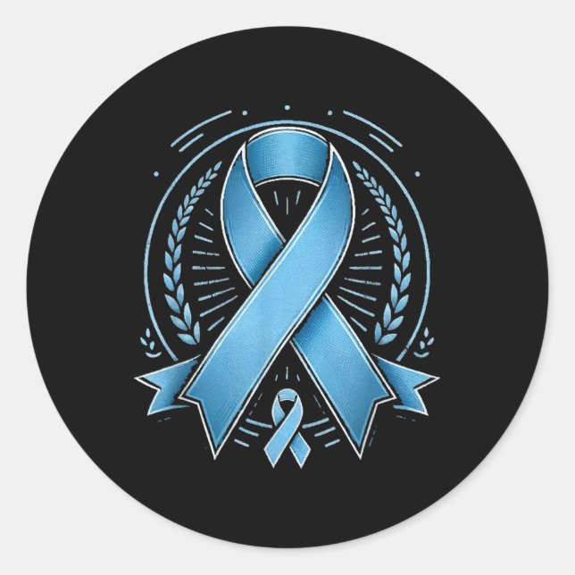 Sticker Rond Bleu Ruban Prostate Cancer Sensibilisation Surviva (Devant)