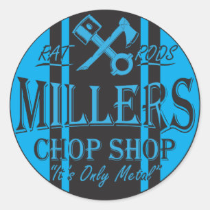 Sticker Rond Bleu SS bandes Hot Rods Logo