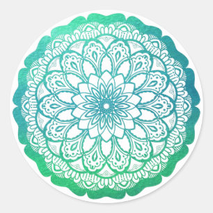 Sticker Rond bleu turquoise Mandala