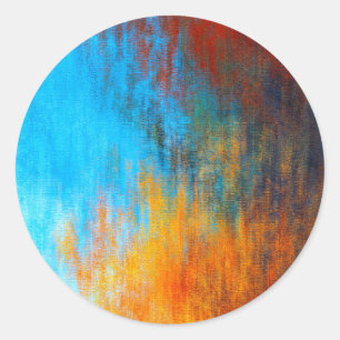 Sticker Rond bleu turquoise, orange et rouge Abstrait