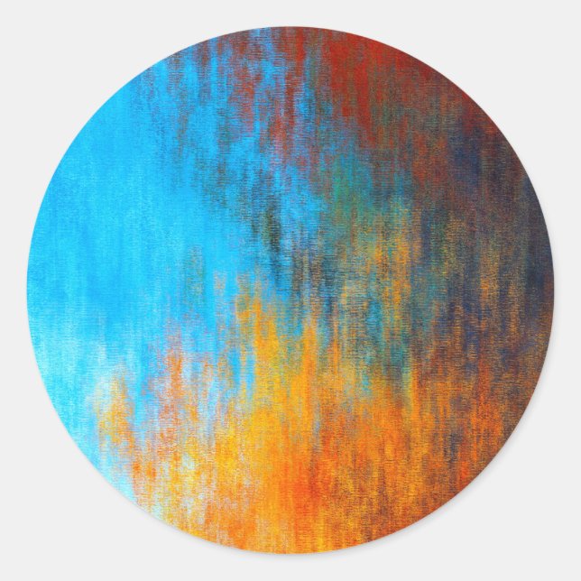 Sticker Rond bleu turquoise, orange et rouge Abstrait (Devant)