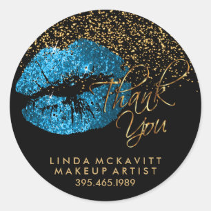 Sticker Rond Bleu Turquoise Parties scintillant Lipstick - Merc