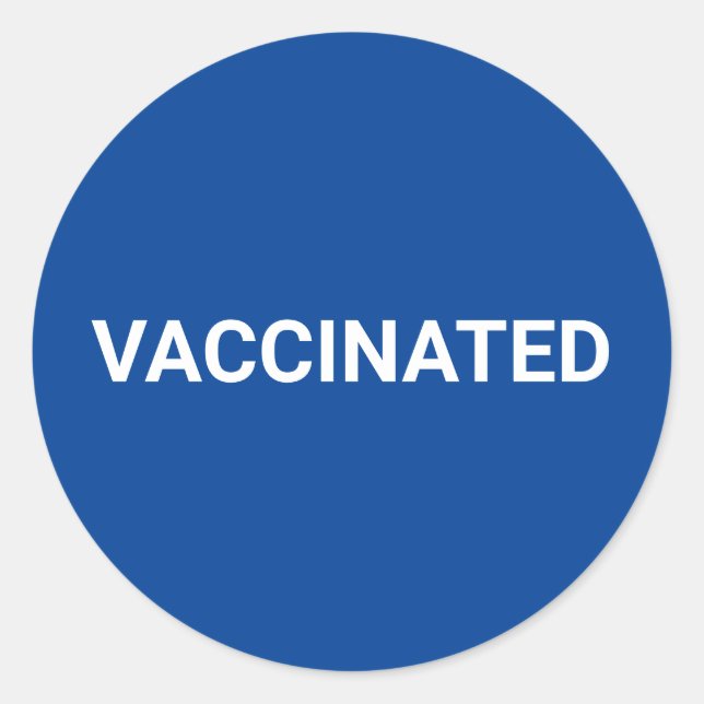 Sticker Rond Bleu vacciné blanc personnalisable simple classiqu (Devant)