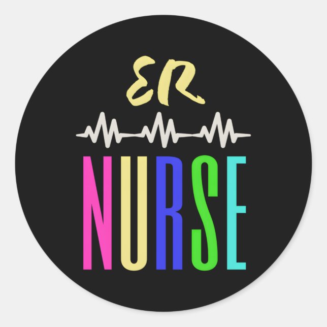 Sticker Rond Bleu Vert Jaune Multi Coloré Er Nurse (Devant)