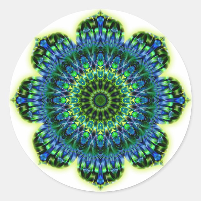 Sticker Rond bleu vert mandala (Devant)