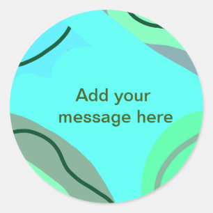 Sticker Rond Bleu vert noir pastel abstrait ajouter nom texte d