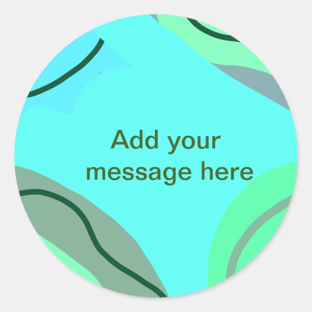 Sticker Rond Bleu vert noir pastel abstrait ajouter nom texte d (Devant)