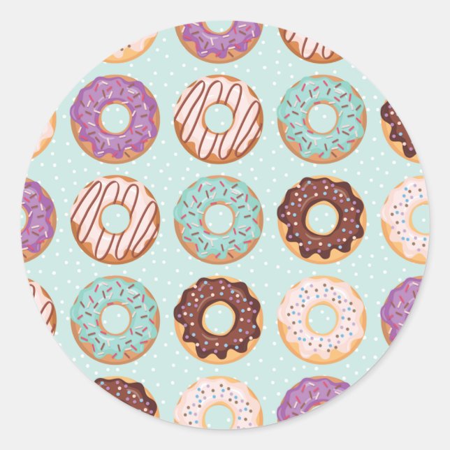 Sticker Rond Bleu, Violet, Chocolat Iced Donuts Boulangerie (Devant)