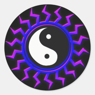 Sticker Rond Bleu Yin Yang Soleil équilibré