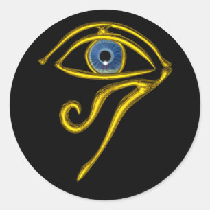 STICKER ROND BLEUE TALISMAN / OEIL OR HORUS