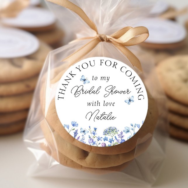 Sticker Rond Bleuets Fleurs douces Merci d'être venu (Thank you stickers from my Blue Wildflower Bridal Shower Collection
)