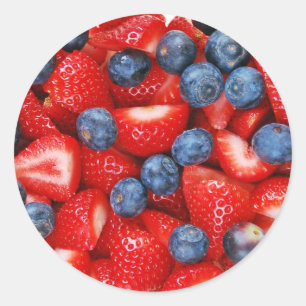 Sticker Rond Bleuets frais et fraises