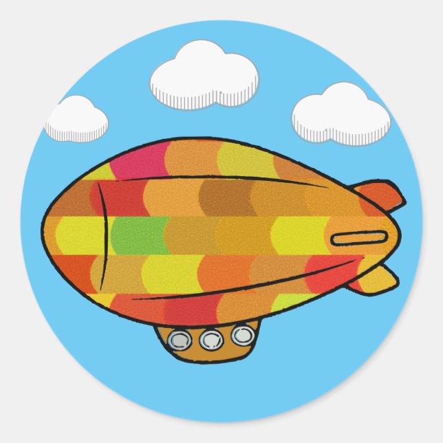 Sticker Rond Blimp Bleu Dans Ciel Bleu (Devant)
