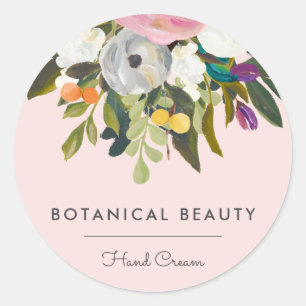 Sticker Rond Bliss Botanique Élégant Floral Moderne   Blush
