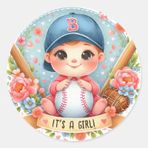 Bliss de baseball Baby Girl Faire-part Floral Baby
