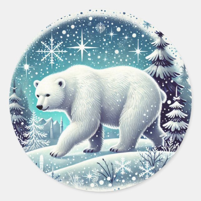 Sticker Rond "Bliss d'ours polaire arctique" (Devant)