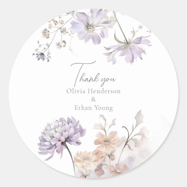 Sticker Rond Bliss - Lilac et Lavender Mariage (Devant)