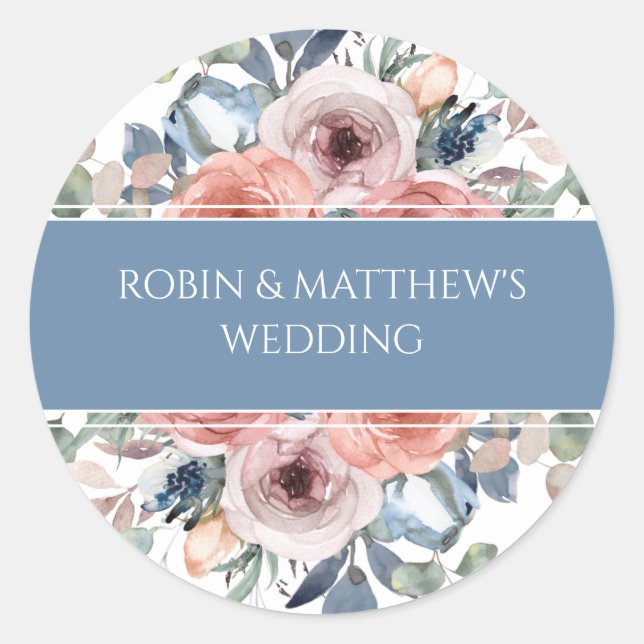 Sticker Rond Blissant floral, élégant enveloppe Seal / Favorise (Devant)