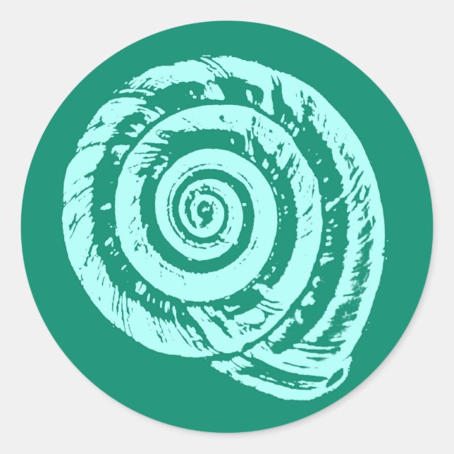 Sticker Rond Bloc de coquillages spiraux Impression, Turquoise  (Devant)