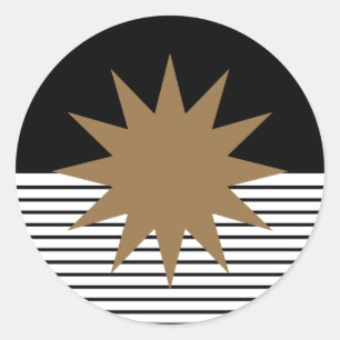 Sticker Rond Blocage noir blanc et soleil Brown