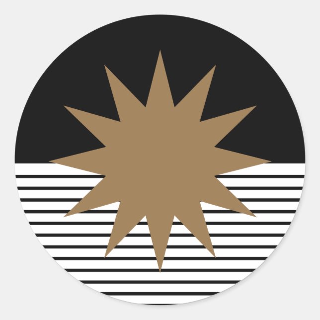 Sticker Rond Blocage noir blanc et soleil Brown (Devant)