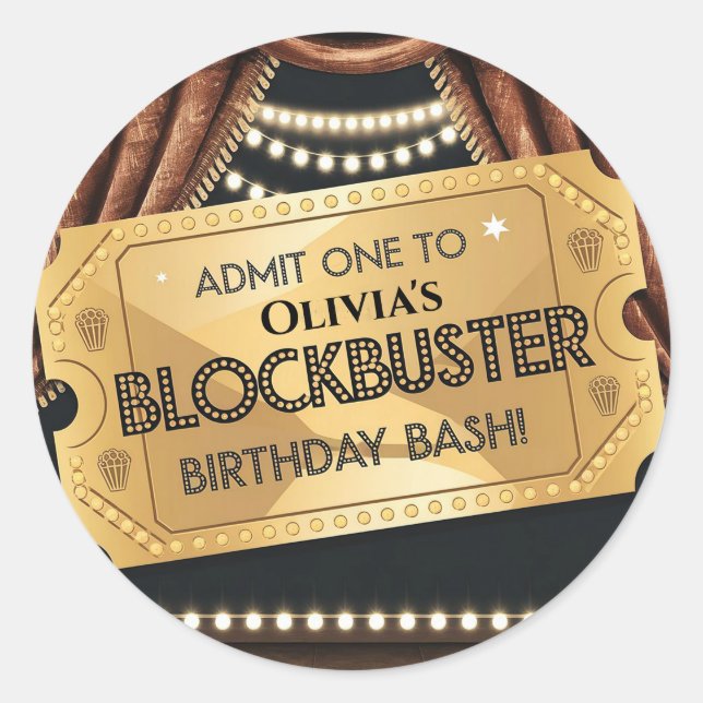 Sticker Rond Blockbuster Movie Thème Anniversaire Conception (Devant)