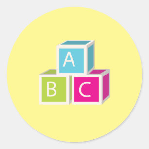 Sticker Rond Blocs Alphabet colorés