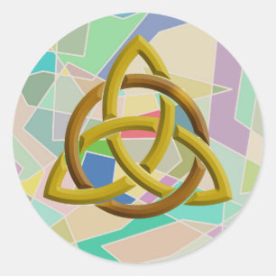 Sticker Rond Blocs d'aquarelle géométrique céleste du noeud de