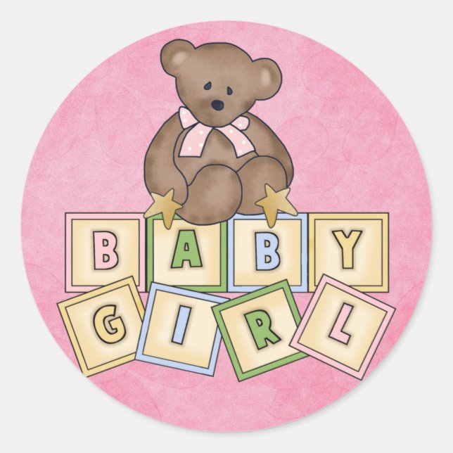 Sticker Rond Blocs de bébé pour les filles (Devant)