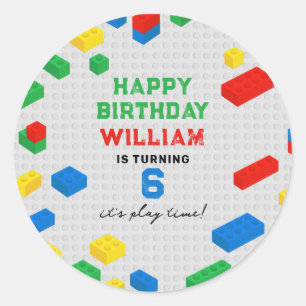 Sticker Rond Blocs de construction de briques colorées mignonne