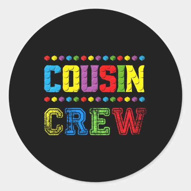 Sticker Rond Blocs de construction de l'équipage de Cousin Mast (Devant)