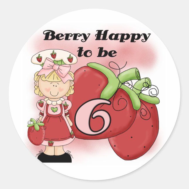 Sticker Rond Blond Berry 6e Anniversaire T-shirts et cadeaux (Devant)