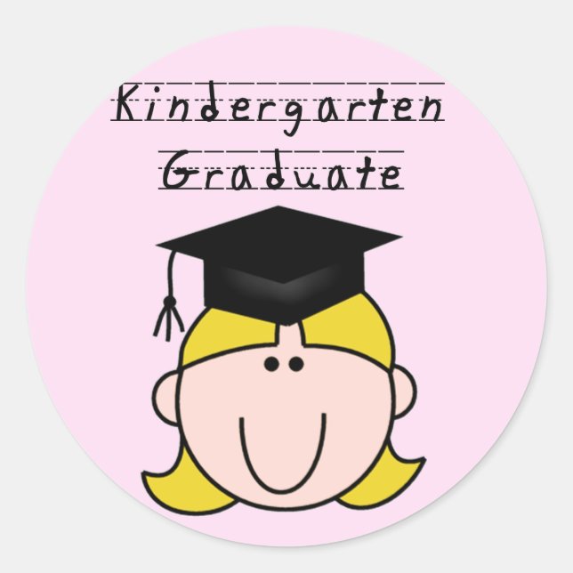 Sticker Rond Blond Girl Kindergarten Graduate (Devant)