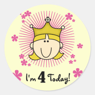 Sticker Rond Blond Princess 4th Birthday Tshirts et cadeaux