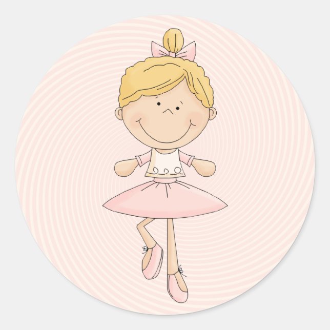 Sticker Rond Blonde Ballerina de Carton mignon (Devant)