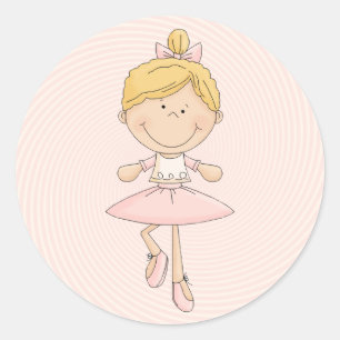 Sticker Rond Blonde Ballerina de Carton mignon
