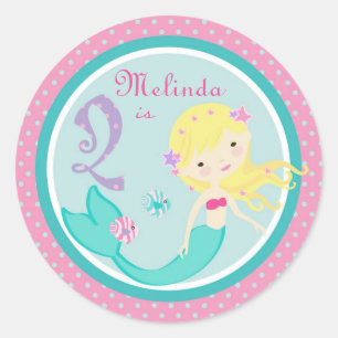 Sticker Rond Blonde de petite sirène
