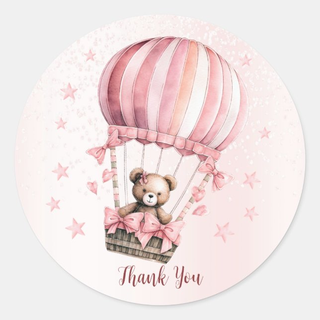 Sticker Rond Blonde en Teddy Bear Rose Cute Hot Air (Devant)