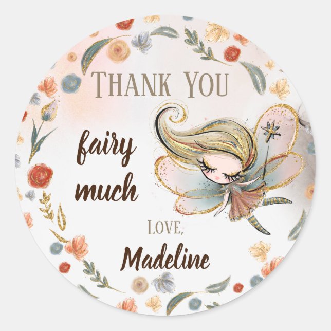 Sticker Rond Blonde Fairy Girl Anniversaire Fête Favoriser Cade (Devant)