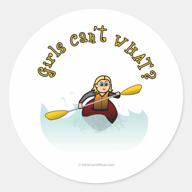 Sticker Rond Blonde Female Kayaker (Devant)