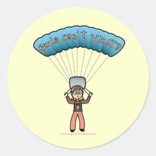 Sticker Rond Blonde Girl Sky Diver