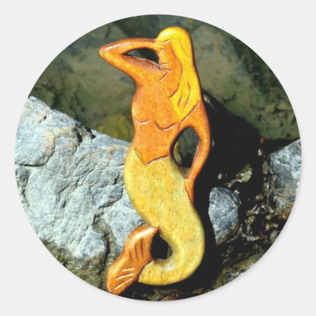 Sticker Rond blonde lookout mermaid (Devant)